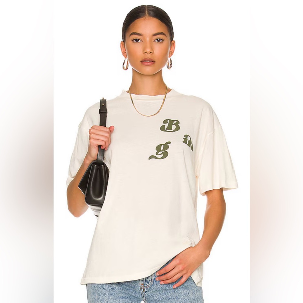 Annie Bing Cream T-Shirt with Green Accents